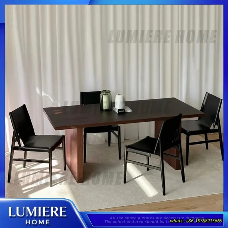 Scandinavian Minimalist Saddle Leather Dining Chair Solid Wood Coffee Bar Home Use Modern Simple Design Furniture