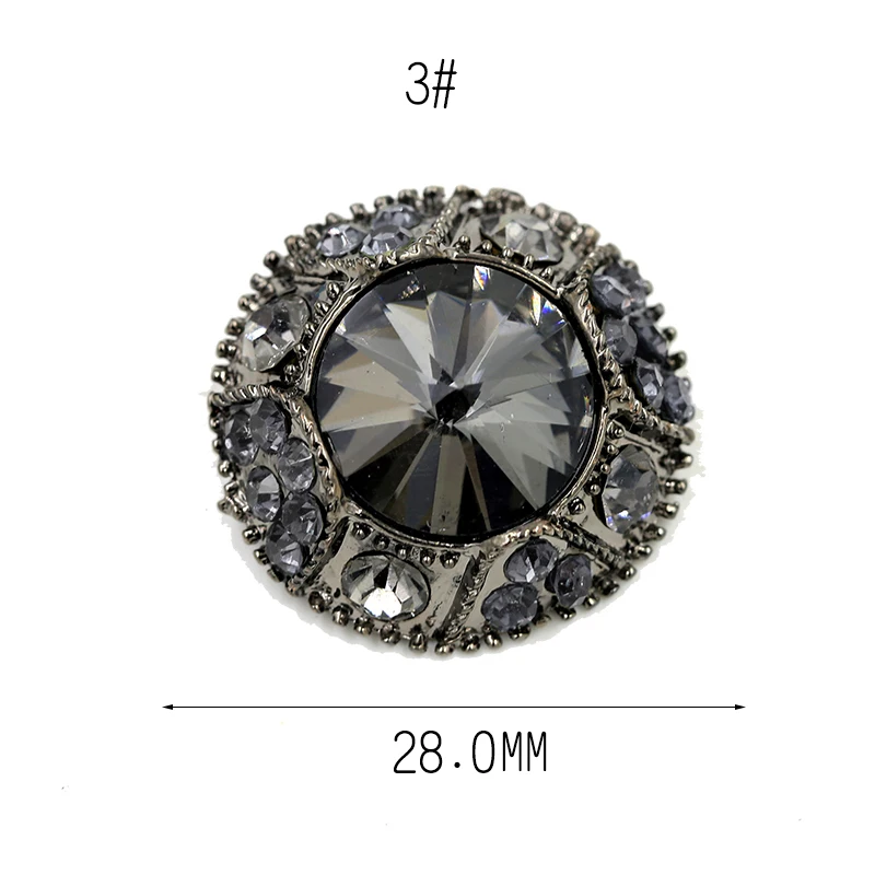 30mm Women Buttons for Fashion Clothing Decorative Rhinestones Button Metal Crystal Diamond Mink Coat Black Dress Buckle Flower