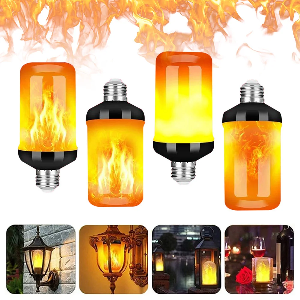 E27 LED Flame Light Bulbs 4 Modes Party Flame Effect Light Simulation Fire Lights Bulb Festival Garden Decor Lighting AC 85-265v