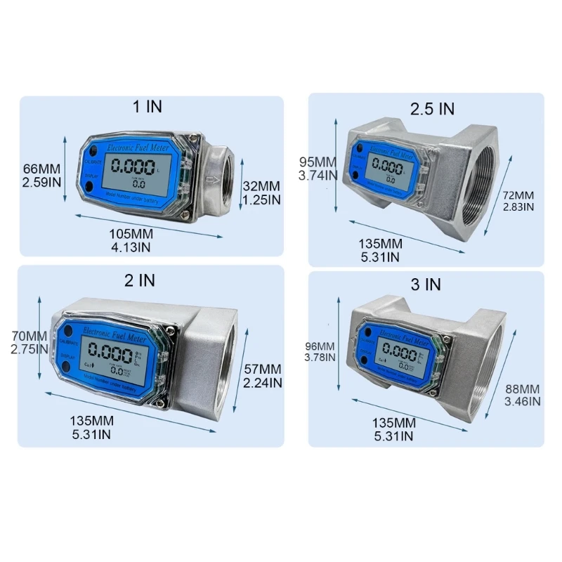 Przepływomierz 1 2 cale/2,5 cala/3 cale LCD cyfrowy czujnik przepływu cieczy elektroniczny przepływomierz turbinowy do wody