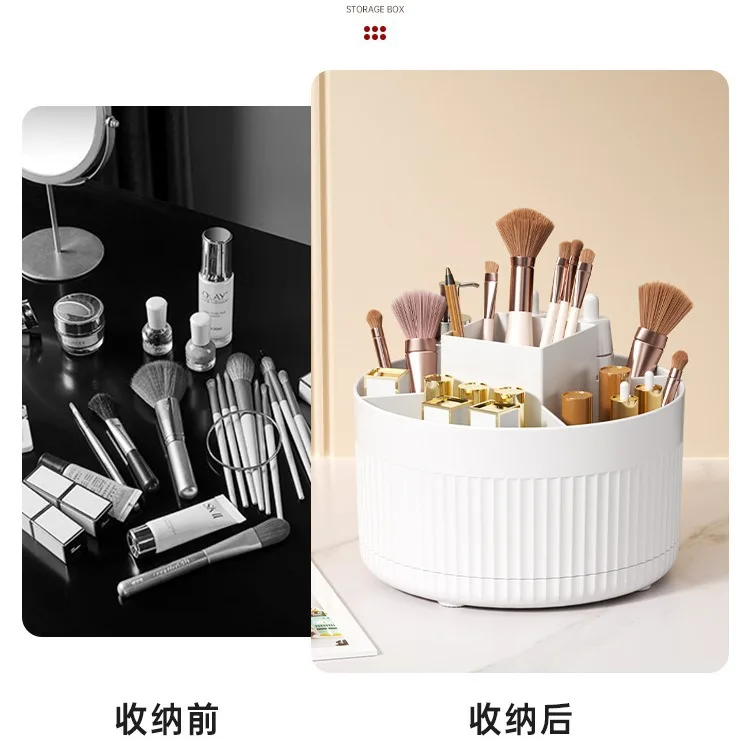 360 °   Rotierende Make-up-Box für Desktop-Organizer, Schmuck, Kosmetikpinselhalter, Lippenstift, Augenbrauenstifthalter, Aufbewahrung von Schreibwaren