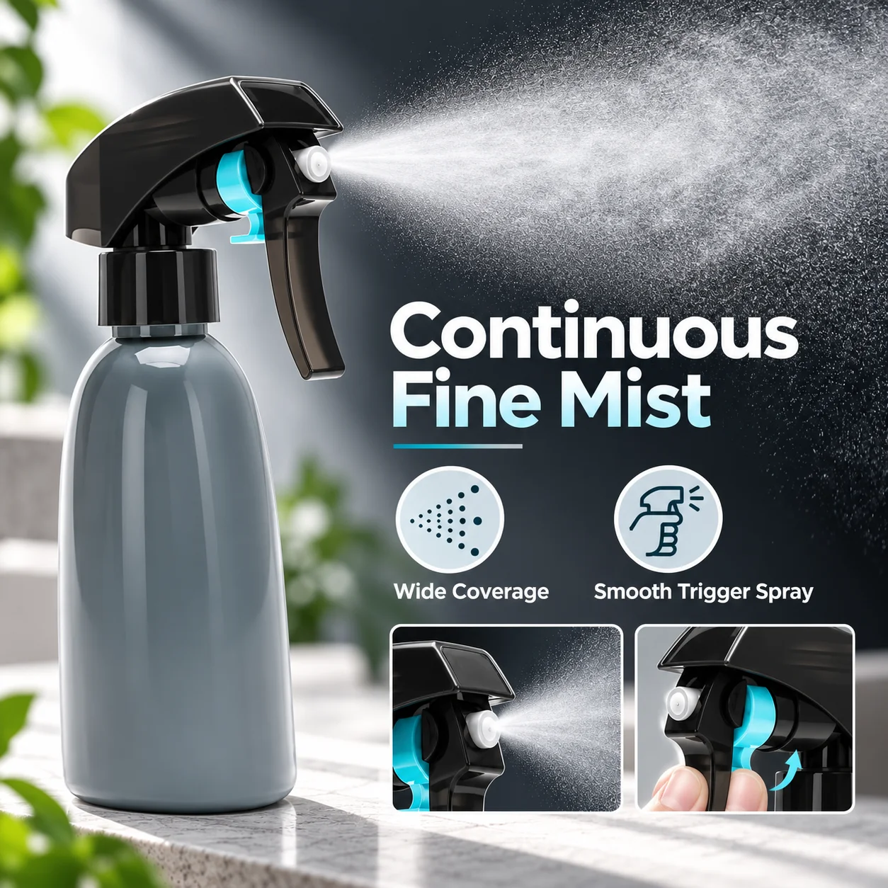 Continuous Spray Bottle with Ball Bearings, Hair Care Makeup Water Replenishing Spray, Separate Bottle Press Mist Spray Bottle