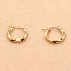 Titanium Warp Gold Color 15mm Smooth Circle Wedding Jewelry Hoop Earrings 316 L Stainless Steel No Easy Fade Allergy Free