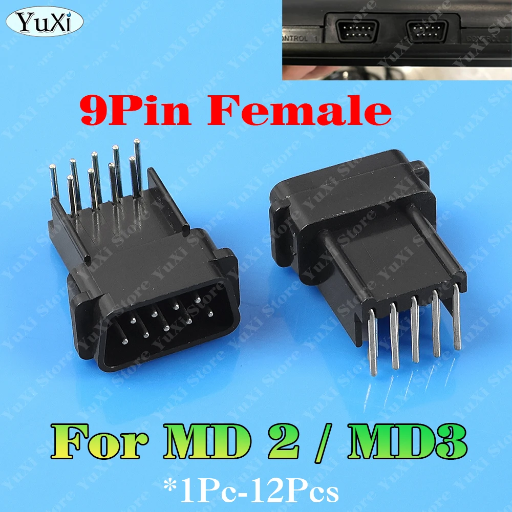 

1/2/6/12Pcs 9Pin Female Socket Connector For Sega MD2 MD3 Game Console 90 Degree Socket Jack Plug Repair Parts