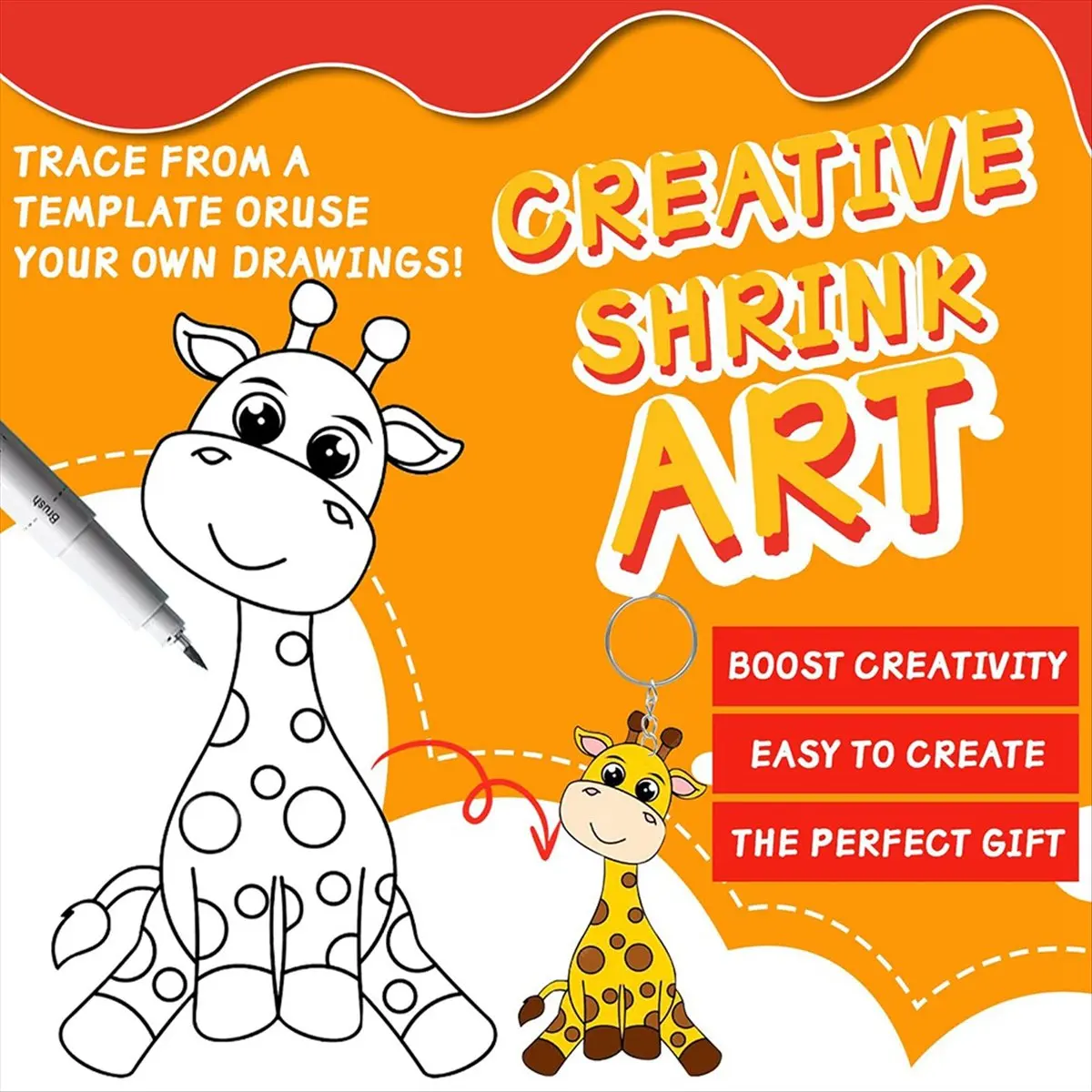 A77K 213PCS Heat Shrink Sheets Keychain Kit with 12PCS Shrink Sheets,3PCS Shrink Paper with Pattern,Colored Pencils