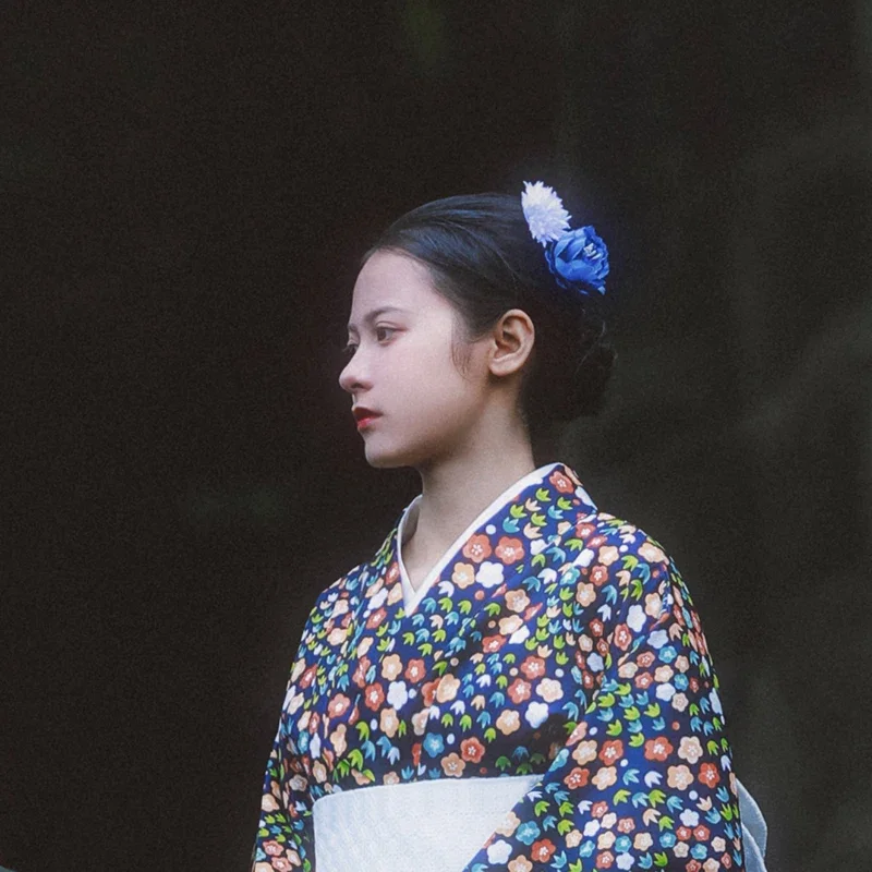 

Women Japanese Traditional Komon Kimono Retro Style Classic Photography Long Dress Floral Prints Formal Yukata Cosplay Costume