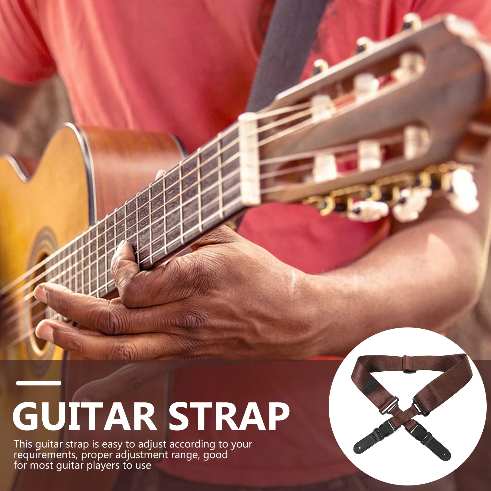 

Adjustable Guitar Strap for Acoustic Electric Bass Nylon Replacement Sling Coffee Color S502 A Instrument Shoulder Belt