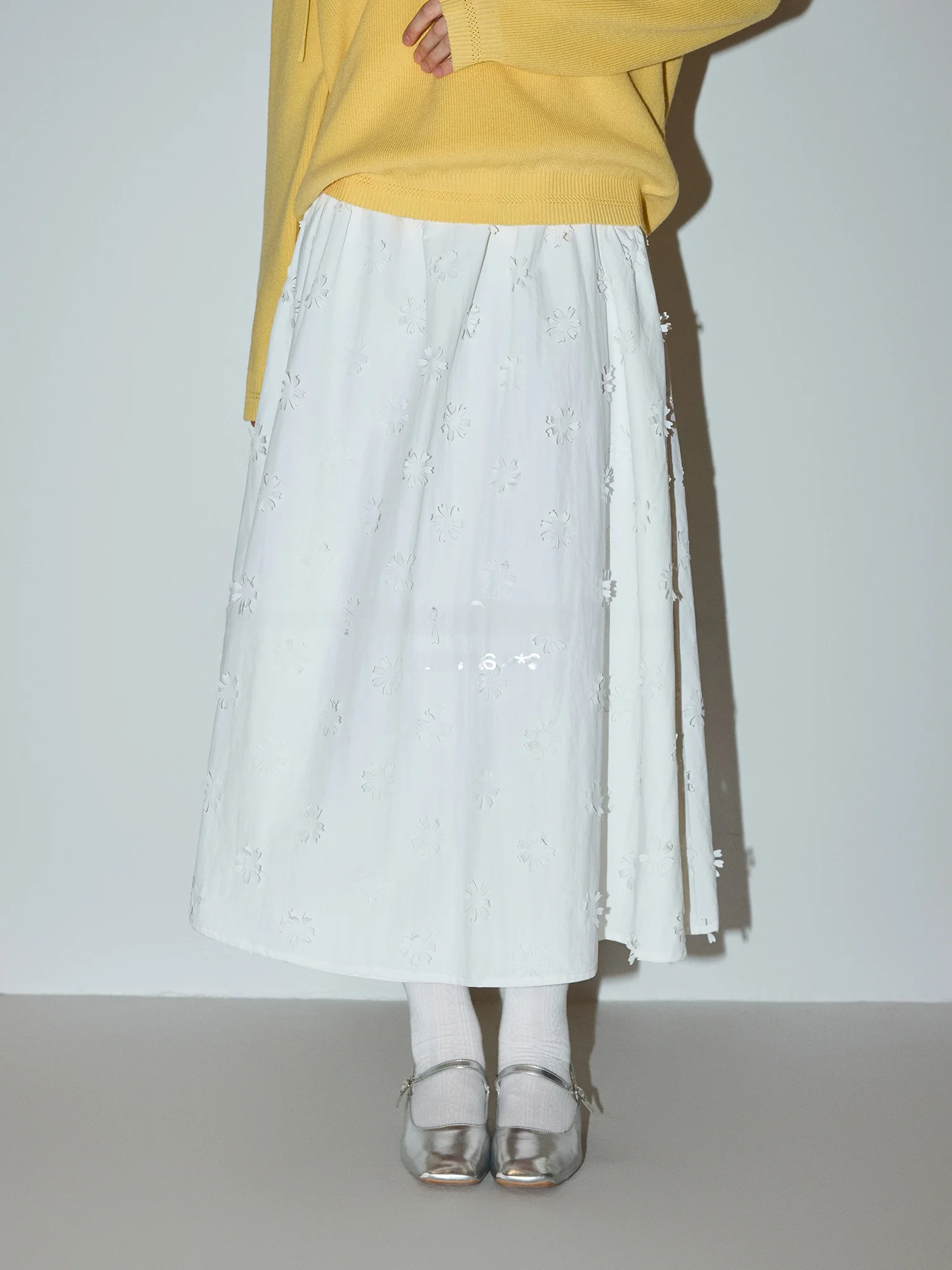 

MoodBerry Casual High Waist Embroidered Floral f Skirt Women's Spring Leisure Mid-Length Skirt Vintage American Design