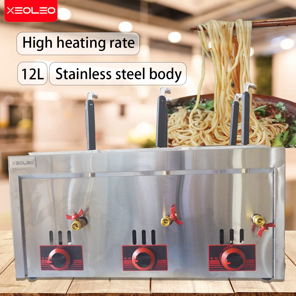 XEOLEO Commercial Stainless Steel High-efficiency Energy-saving Gas Stove Noodle/Flour Cookers 6-holes Pasta Boiler Cook Food