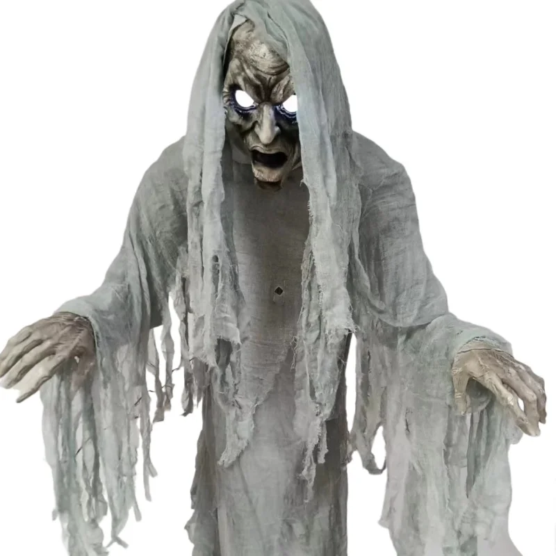 

Halloween rags, ghosts, plastic decorations, haunted houses, holiday scenes, glowing arrangements