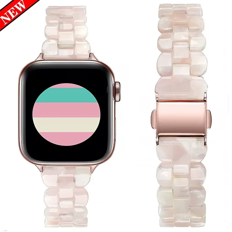 Women Luxury resin strap for apple watch band 7 8 9 41mm 45mm 6 5 4 3 SE 38mm 40mm 44mm 10 42/46MM iwatch Ultra 2 49mm bracelet