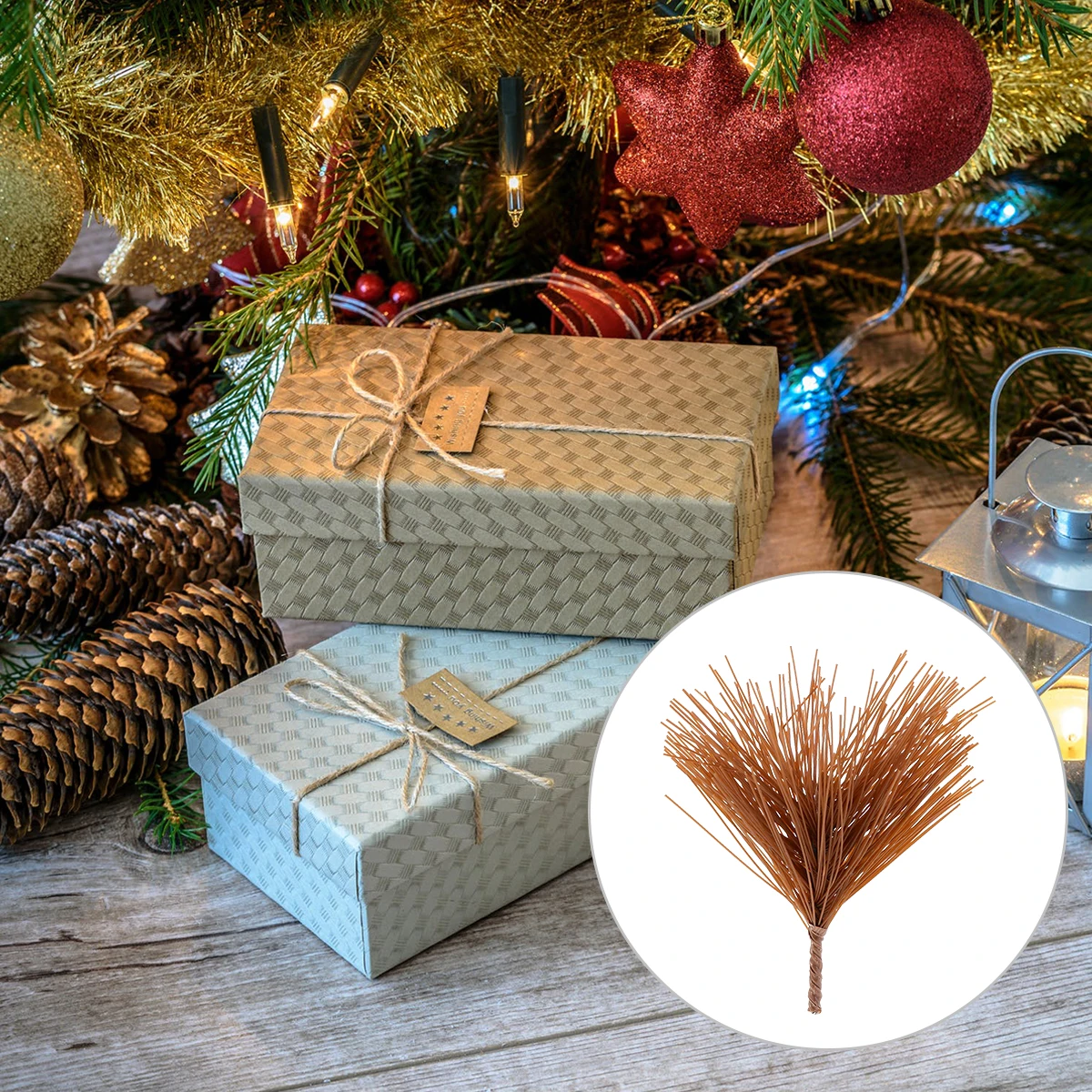 

30pcs 1 Set Colorfast Simulated Pine Branches Diy Accessories For Christmas Wedding Party Photo Props Festive Decoration