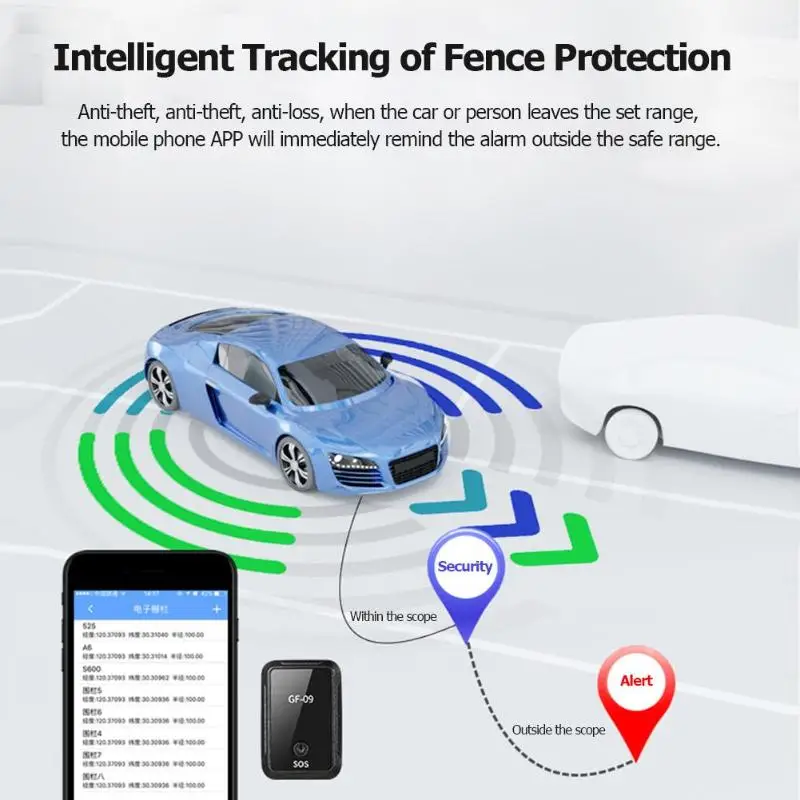 Minirastreador GPS magnético de GF-09, dispositivo de seguimiento en tiempo Real, escucha remota, Wifi + LBS + AGPS, localizador de vehículos, aplicación de micrófono, Control de voz