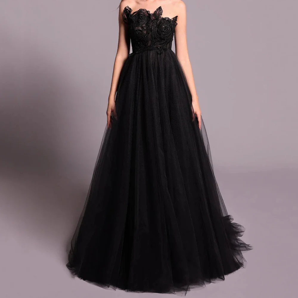 

Customized Mermaid Evening Dresses Floor-length Strapless Sleeveless Prom Gown Fashion Flowers Simple Draped Backless Party Gown