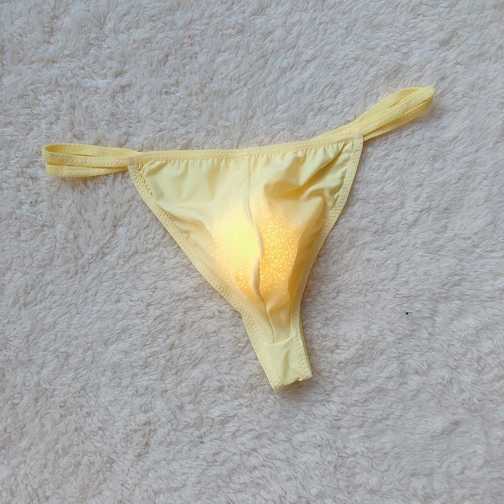Sexy Men Ice Silk Sheer Pouch G String Bikini Breathable Briefs Thongs Underwear For Hot Man Underpants Men's Triangular Panties
