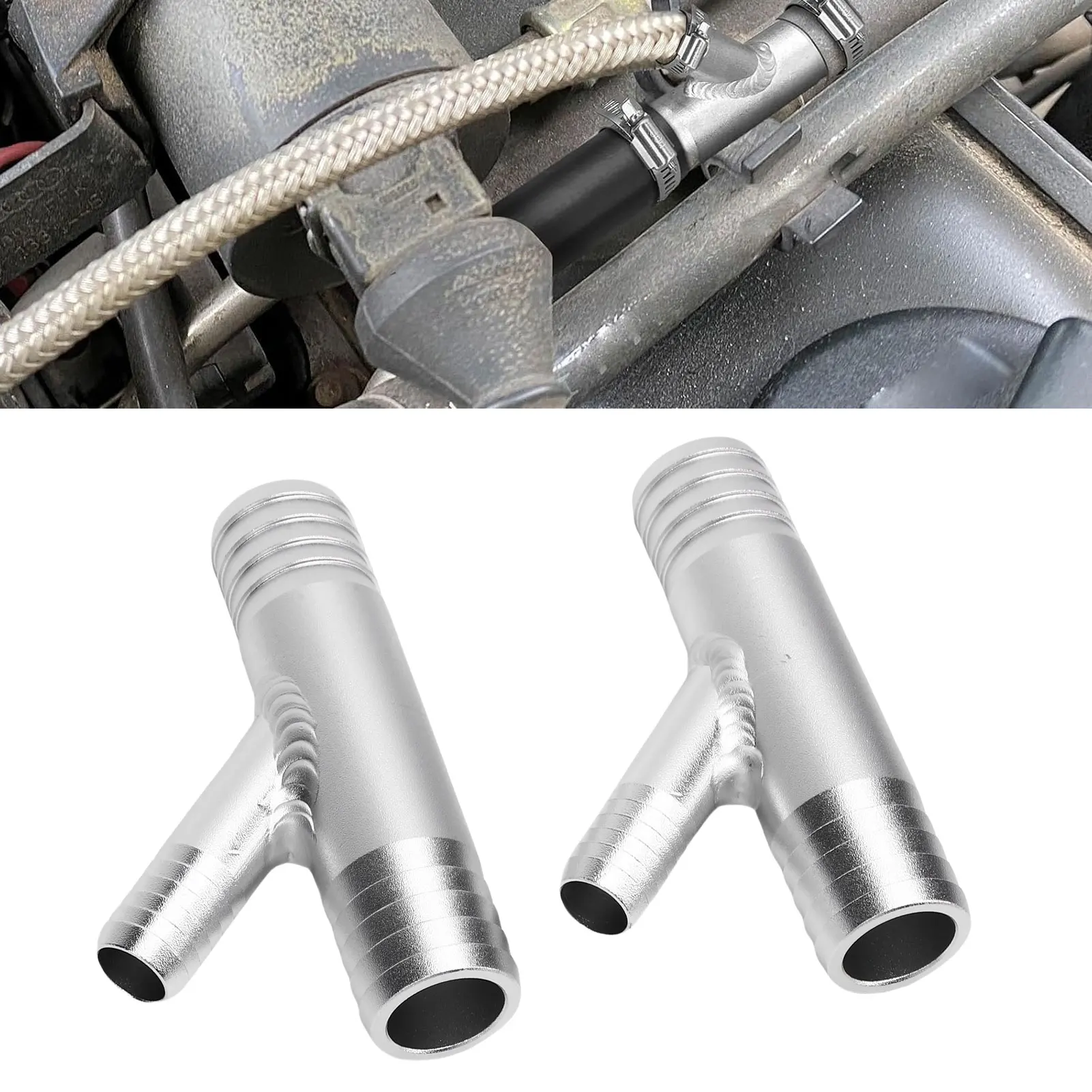 

Cab Heater Y Fitting Heater Y Connector Aluminum 1 Inch To 5/8in Rugged with Hose Clamp for UTV SXS Replacement for