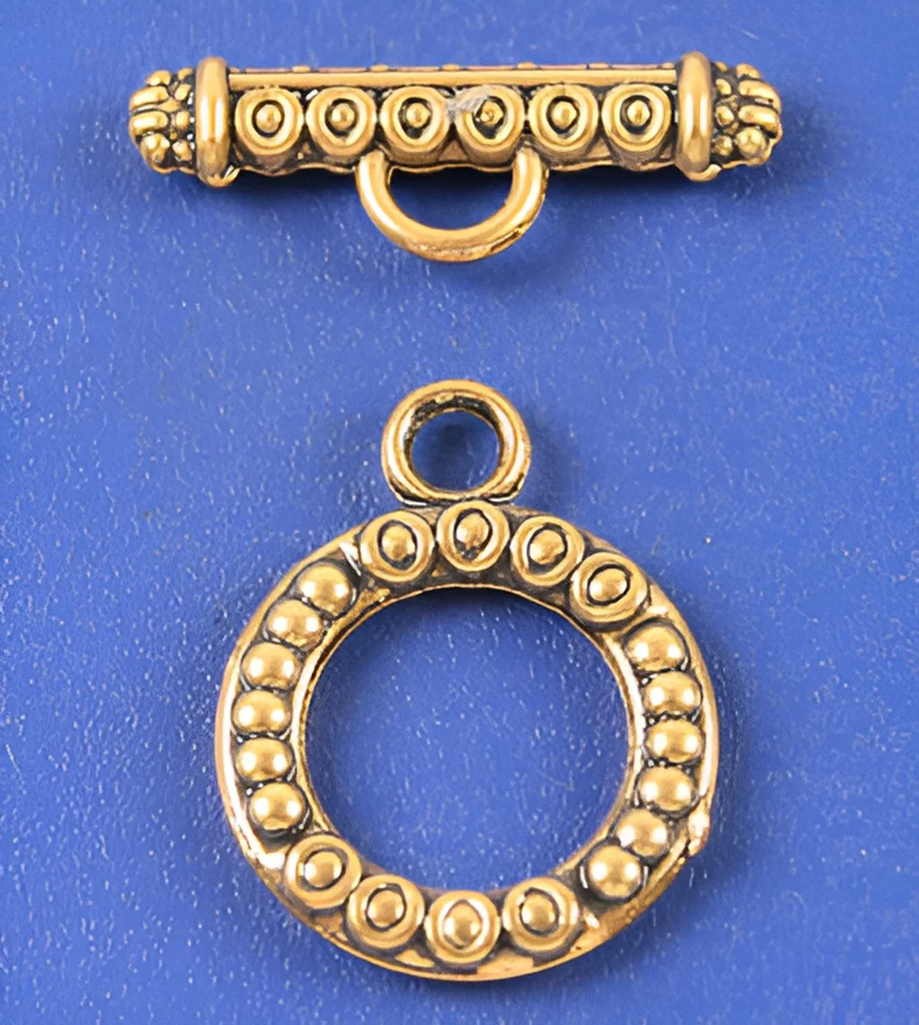 10sets   16mm   Alloy matel antique gold circle toggle clasps    HWH3306