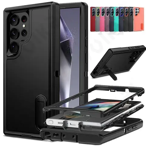 Case For Samsung Galaxy S24 S23 S22 Ultra plus A16 A06 A15 Heavy Duty Shockproof Anti-Scratch Rugged Protective Kickstand Cover