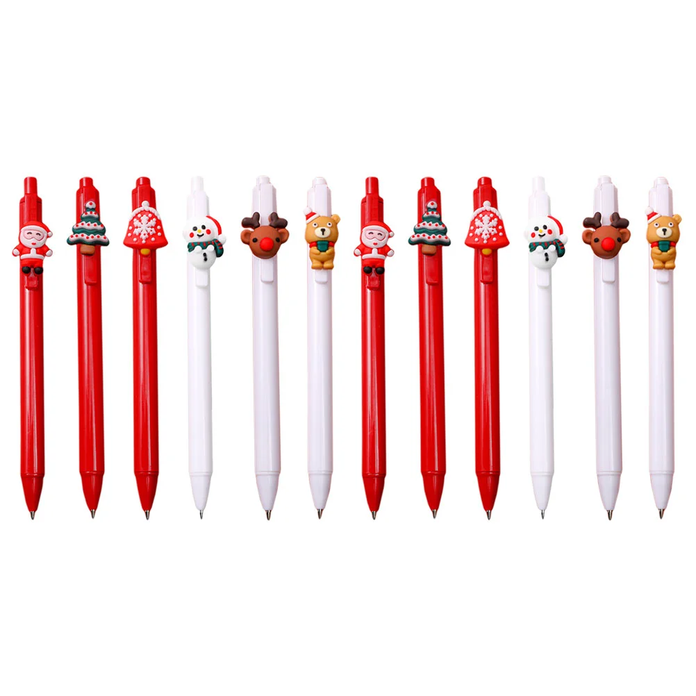 

12 Pcs Gift Christmas Push Unisex Student Come Pen Ballpoint Pens Gifts Plastic Ink Push-type