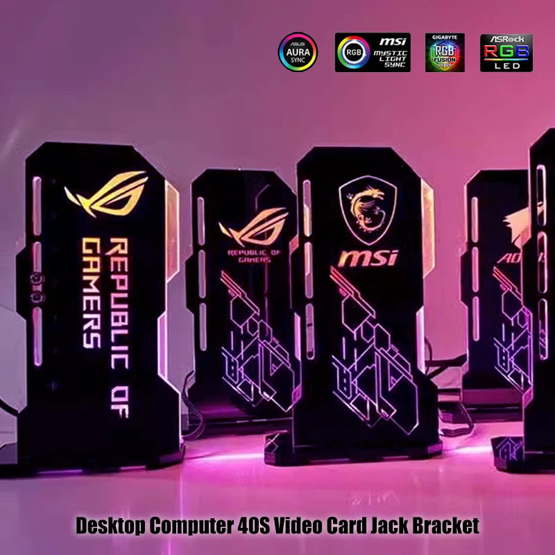 Fantasy GPU Bracket ARGB AURA SYNC Video Card Jack Bracket Vertical Installation For ASUS MSI AORUS Faith Black/White PC MOD