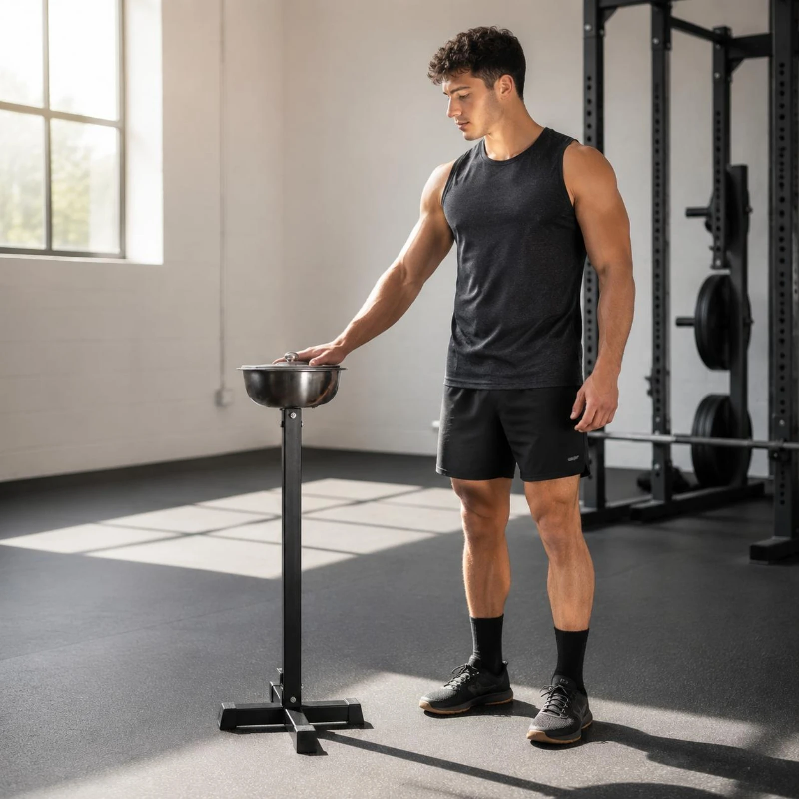 chalk-bowl-stand-anti-slip-base-gym-chalk-stand-sports-gear-sturdy-steel-fitness-equipment-even-edges-for-powerlifters