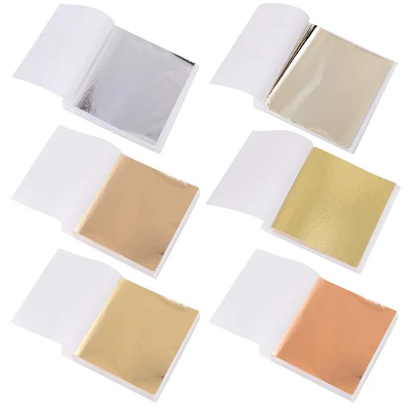

100pcs Imitation Shiny Gold Sliver Leaf Foil Papers For DIY Epoxy Resin Handicraft Nail Art Jewelry Making