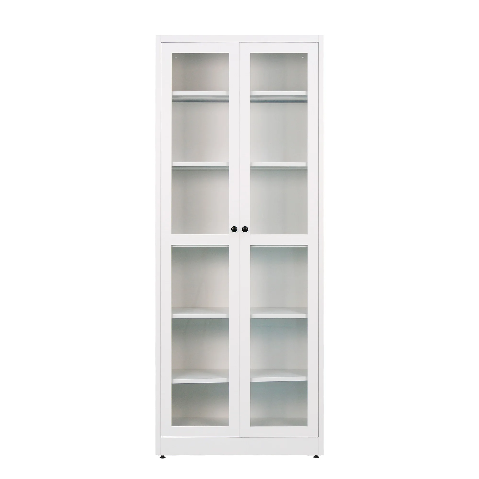 Modern European Style Living Room Furniture Metal Bookcase with Glass Doors Steel Storage Cabinet for Home Library