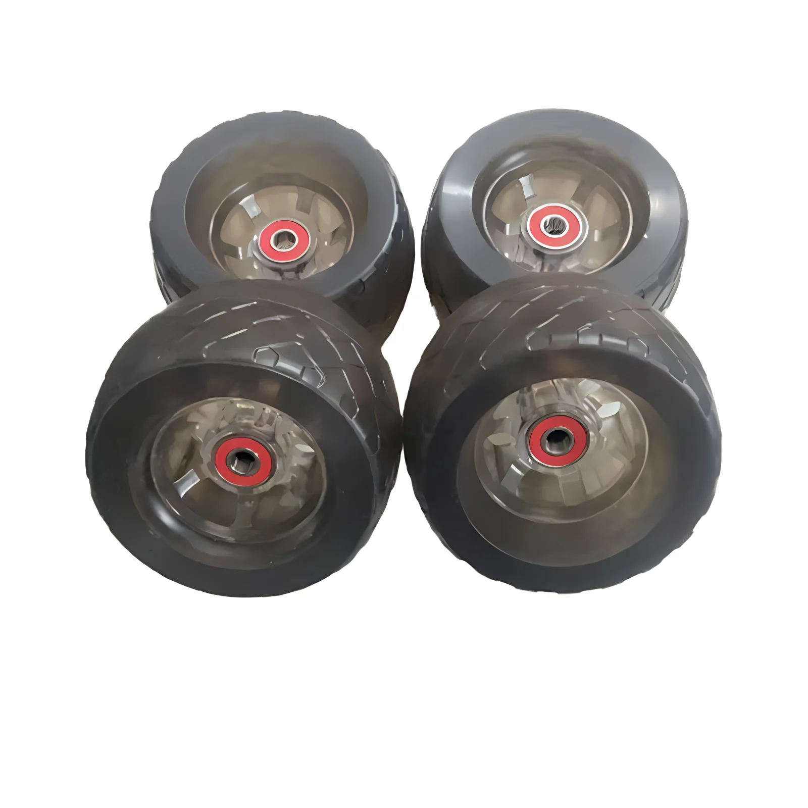 새로운 105mm 오프로드 휠투명 빨간색 바퀴 코어 고탄력 롱 보드 전기 스케이트 보드 PU 휠