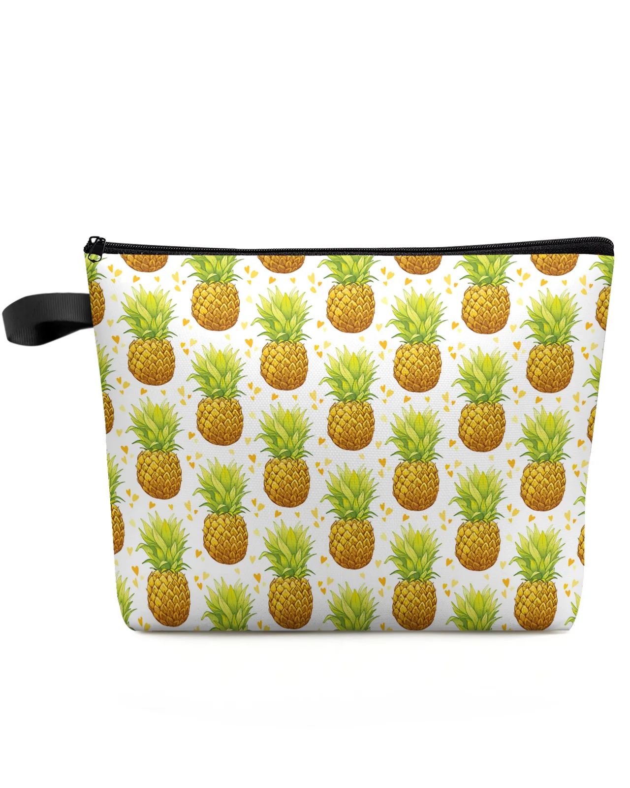 Pineapple Watercolor Hand Painted Large Capacity Travel Cosmetic Bag Portable Makeup Storage Pouch Women Waterproof Pencil Case