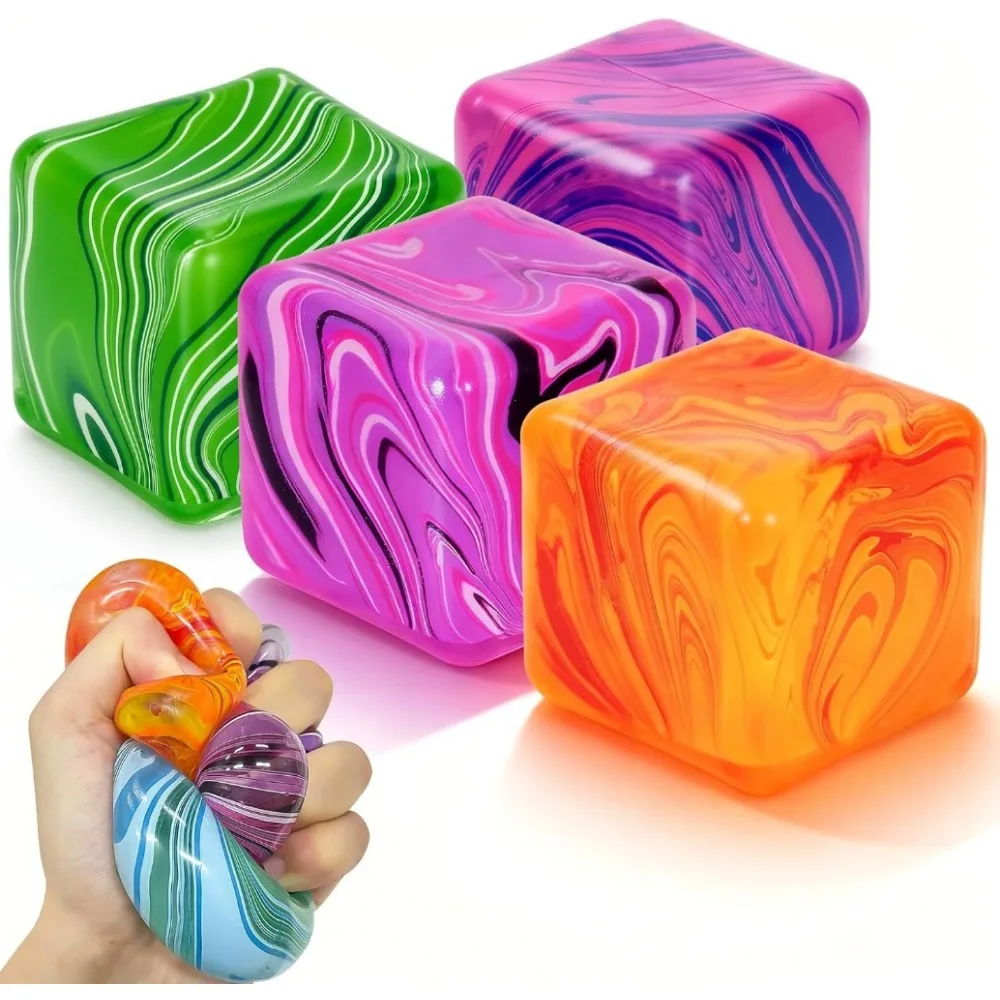 Mini Squishy Fidget Toys Stress Cube, Squishy Slow Rising Stress Balls for Adults Kids, Sensory Fidget Toys for Anxiety Relief, Small Squishy Toys for Classroom Prizes Party Favors, Halloween/Christmas Gift, Party Favor Bag Filler Toy