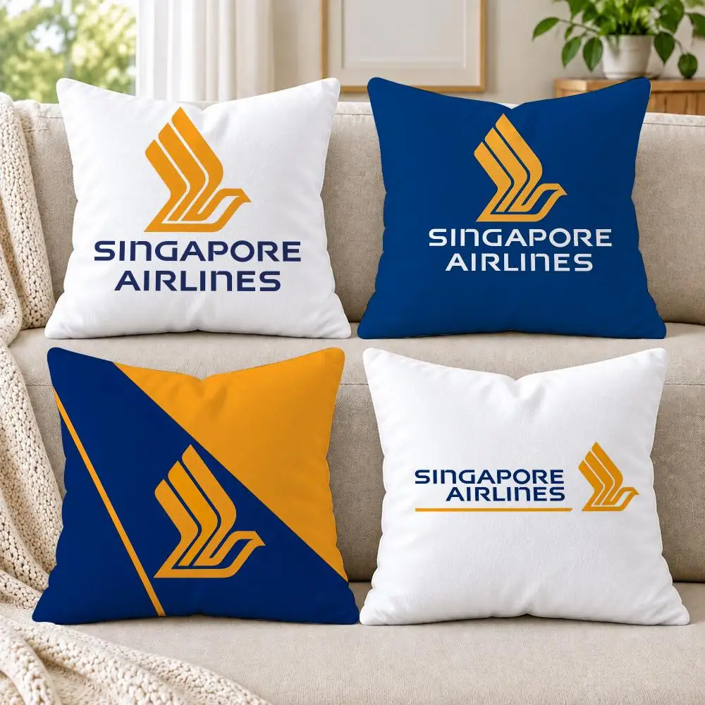 Singapore Airlines Cushion Cover Short Plush Double-Sided Printing Sofa Bedroom Pillow Case Aesthetic Home Decor