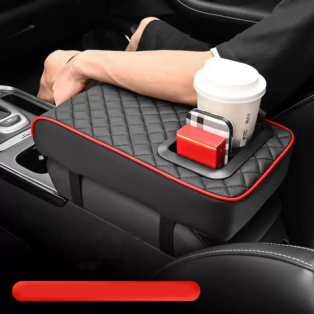 

General Motors central console armrest pad with 2 cup holders PU leather armrest pad, portable car armrest pillowcase height pad