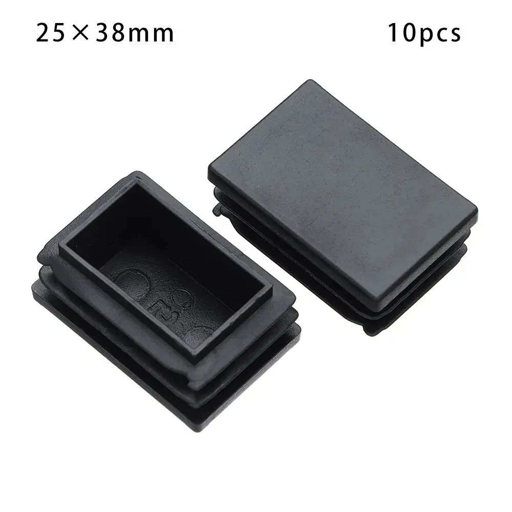 10pcs Dust-Proof Square Black Cushion Furniture Rectangular Pipe Plug Plug Plastic Foot Cover