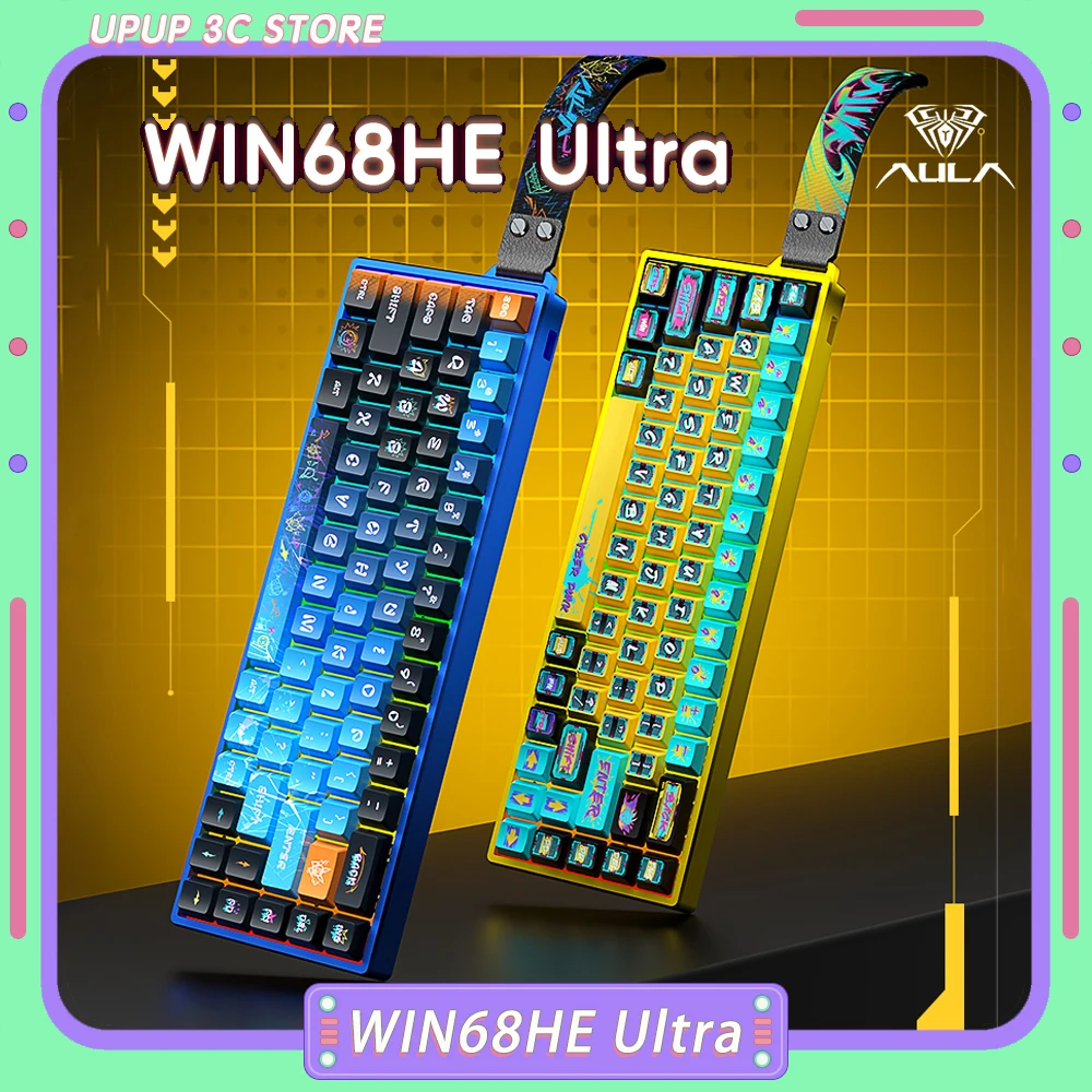 

Aula WIN68HE Ultra Magnetic Switch Keyboard Wired Low Latency CNC Aluminum Alloy Esports Gaming Keyboard Custom 8000HZ 0.01mmRT