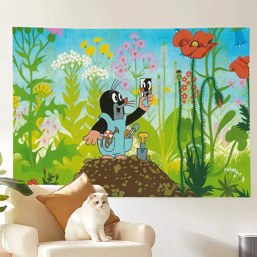 Cute The L-Little M-MoleS Art Kawaii flag Decoration Art Picnic Party Home Hanging Camping Outdoor Party Banner