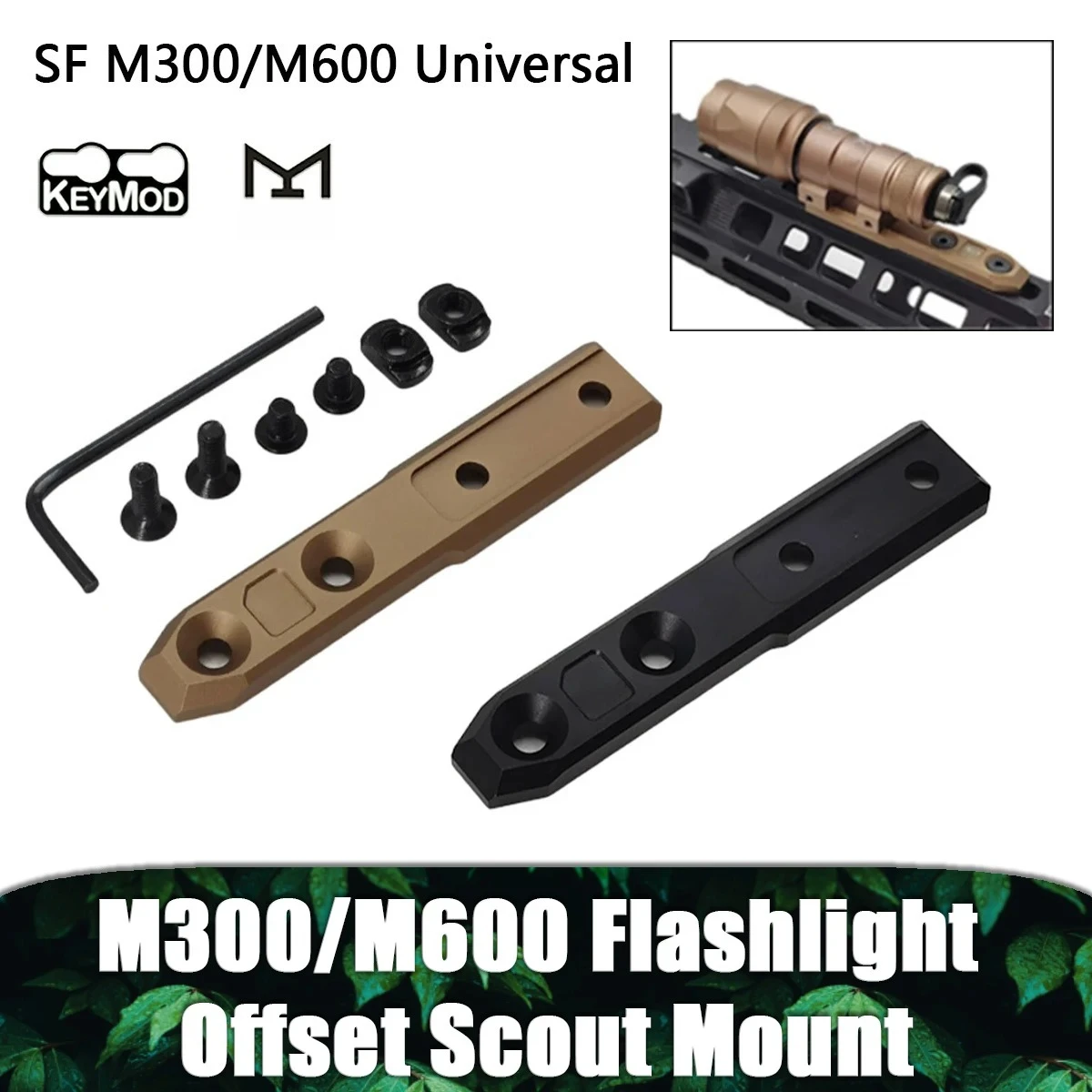 Tactical ARIS Series Surefire M300 M600 Offset Scout Mount Fit 20mm Ml-k Keymod SMR Rail Base for M600B M951 M620 Flashlight