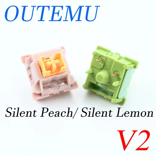 Outemu-interruptor silencioso Peach V2, actualización de Lubed, interruptores silenciosos Lemon V2, Teclado mecánico lineal táctil de 5 pines, intercambio en caliente personalizado, bricolaje