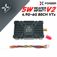 Foxeer 4.9G~6G Reaper Infinity V2 5W 40CH Transmitter 25/500/1500/3000mW/5000mW 9~36V W/Fan Mic CNC Shell For FPV Long Range RC