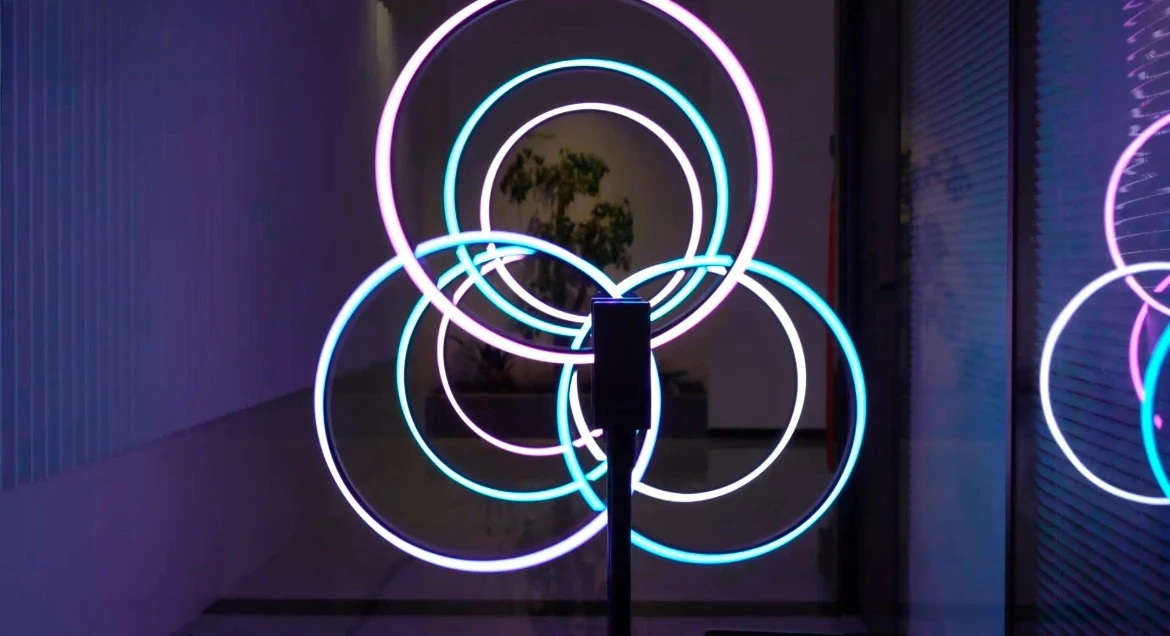 Rotating Motor Set  RGB 360 Led Tube Pixel Ring with Rotating DMX Control System Stage Lights