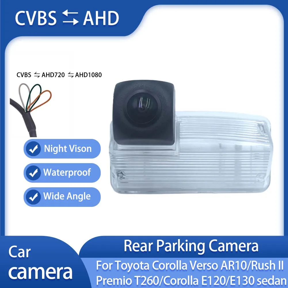 AHD 1080P 170 °   Cámara de visión trasera de coche impermeable compatible con Toyota Corolla Verso AR10/Rush II/Premio T260/Corolla E120/E130 sedan