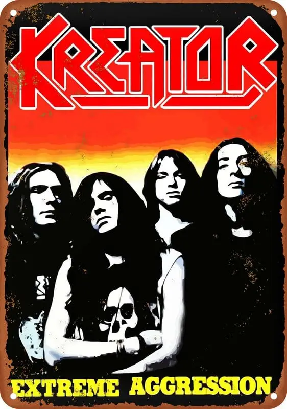 Kreator Extreme Aggression Thrash Tin Sign Metal Vintage Tin Signs Bar Cafe Home Wall Decor Retro Poster 8X12 Inch