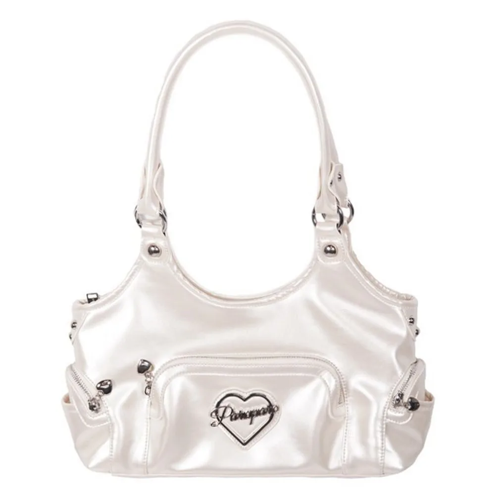 

Pearl White Shoulder Bag for Women Multiple Pockets Women Handbags Underarm Bag American Heavy-Duty Large Capacity Tote Bag