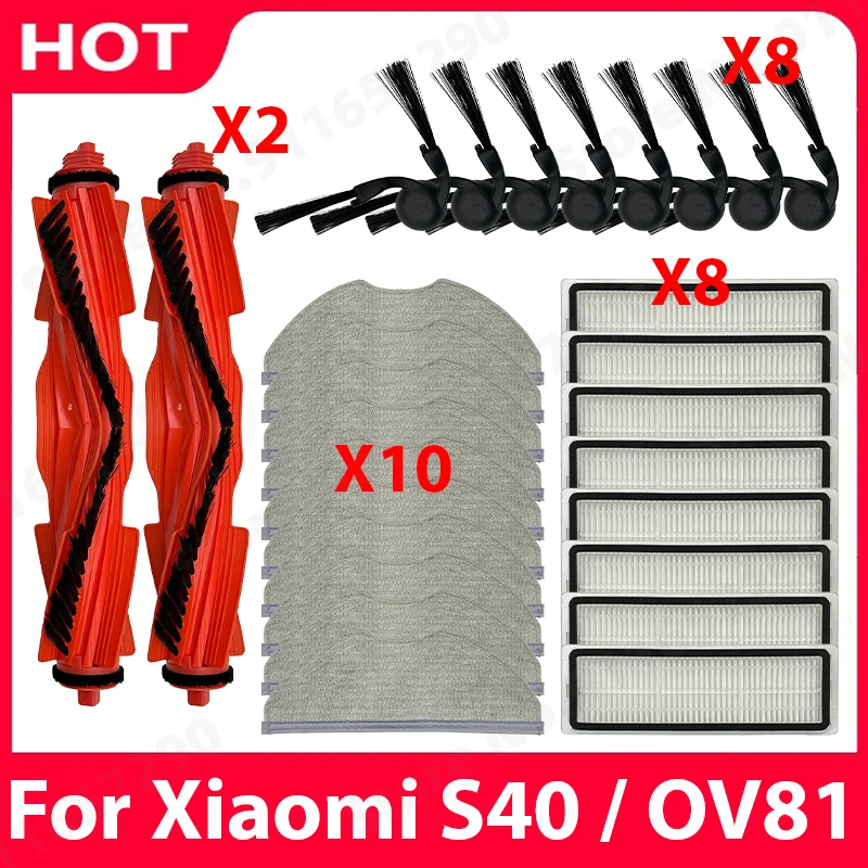 

For Xiaomi S40 / OV81 Robot vacuum cleaner Spare Parts Main Side Brush Mop Cloth Hepa Filter Dust Bag Replacement Accessories