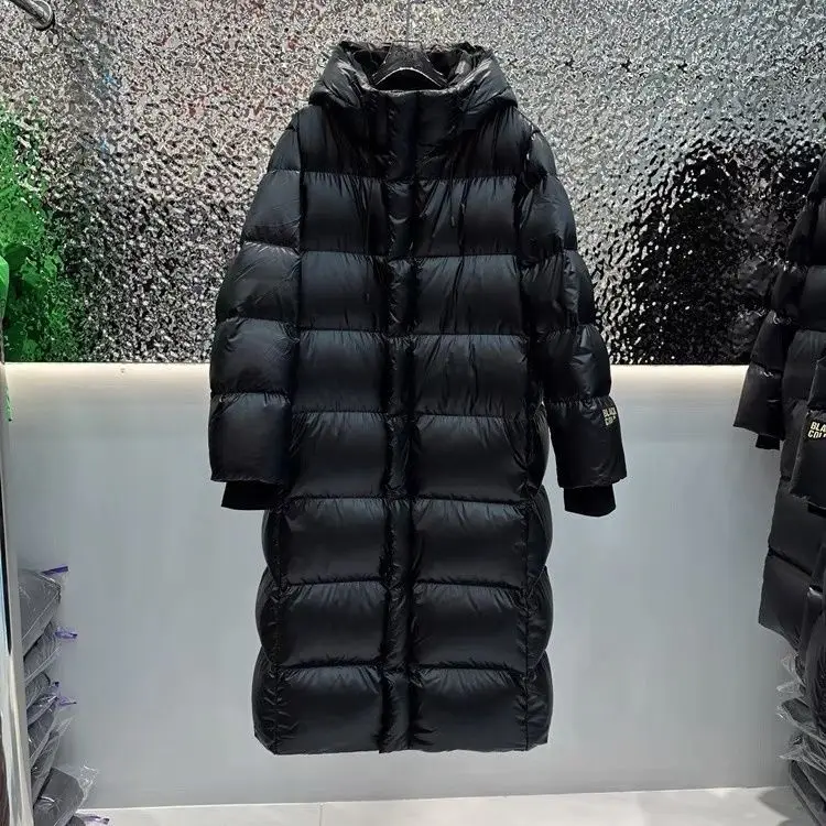 

2024 Winter New Oversize Women's Down Coat Loose Commuting Leisure Warmth Spliced Windproof Hooded White Goose Down Coat