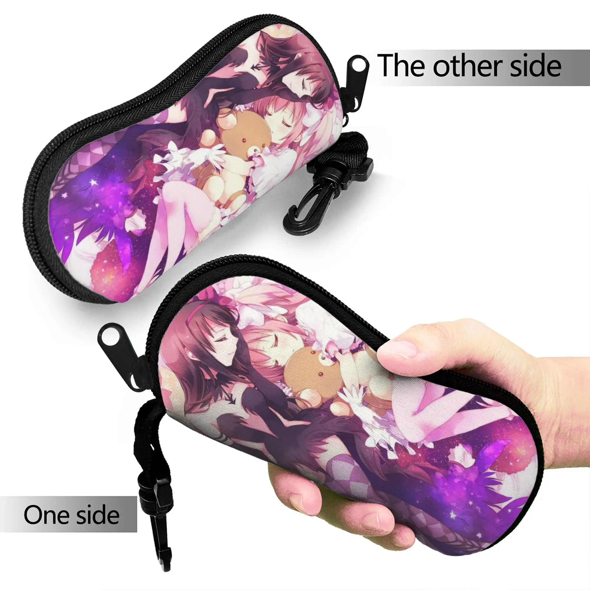 Akemi Kaname Anime Glasses Case Men Women Waterproof Zipper Puella Magi Madoka Magica Eyewear Storage Box Sunglasses Box