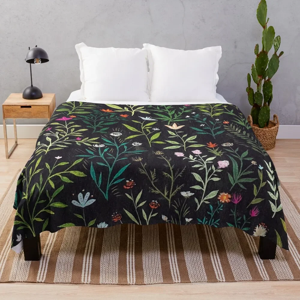 

Midnight Garden Throw Blanket Flannel Fabric Bed covers Blankets