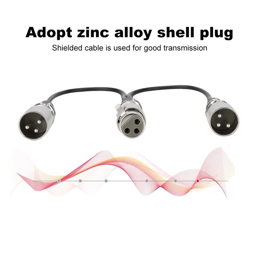Cable adaptador divisor XLR de 3 pines hembra a doble macho, Plug and Play, 30cm/1ft, flexible, para micrófono de audio Canon