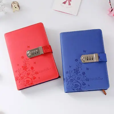 Password couple with lock office diary thickened Japanese and Korean hand ledger student notepad stationery notebook