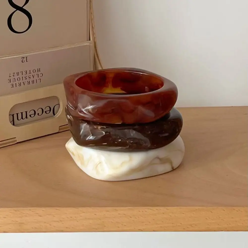 

Bohemian Acrylic Bangle Smudging Minority Design Irregular Wide Bracelet Dopamine Jewelry Accessories Retro Hand Ring