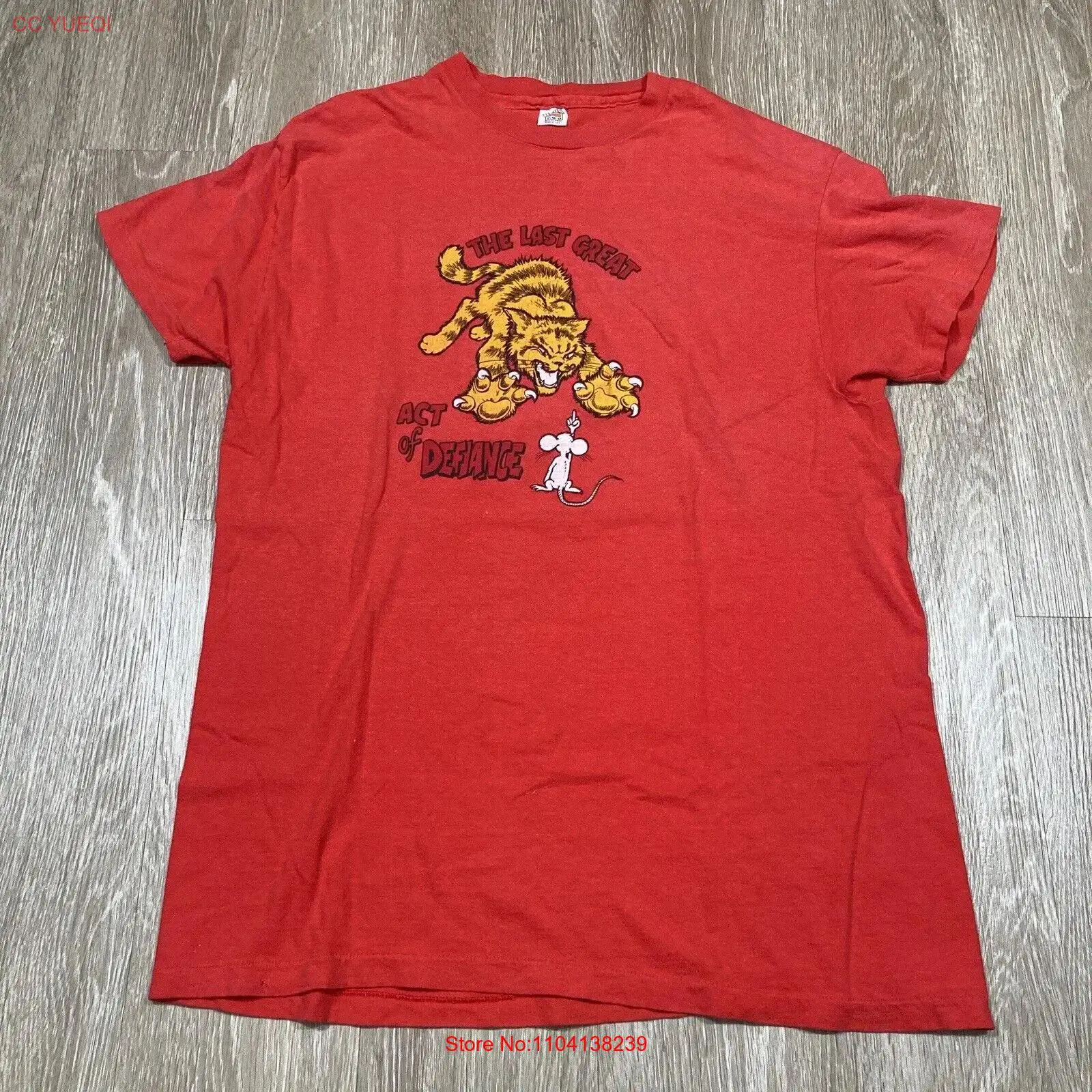 Vintage Middle Finger Shirt XL 80s Last Great Act Of Defiance Mouse Tiger Tee long sleeves